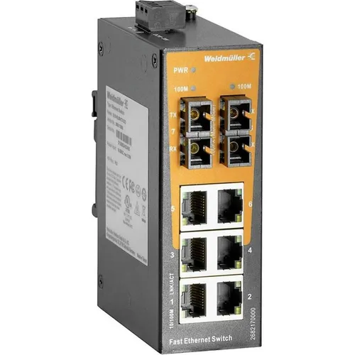 Weidmüller IE-SW-EL08-6TX-2SC Industrial Ethernet Switch 8 Port - Sonstige Elektroinstallationsartikel mit 8 Ports für schnelle 100MBit/s Datenübertragung, ideal für industrielle Anwendungen und Netzwerkinfrastrukturen.
