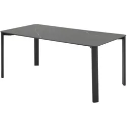Mid.you Esstisch in Schwarz, Keramik Marmoroptik 180x90 cm - Eleganter Esstisch (180x90 cm) in Schwarz mit hochwertiger Keramiktischplatte in Marmoroptik, perfekt für stilvolle Esszimmer. Minimalistisches Design und robuste Metallbeine sorgen für Stabilität und Ästhetik.