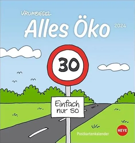 Krumbiegel: Alles Öko Postkartenkalender 2024. Humorvoller Kalender zum Aufstellen und Aufhängen. Kleiner Kalender mit 12 witzigen Postkarten.