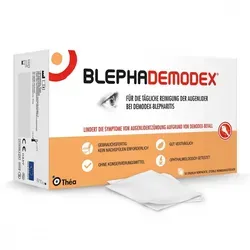 Blephademodex sterile Reinigungstücher - Arzneimittel zur täglichen Augenlidhygiene, lindert Symptome bei Demodex-Befall und enthält hautberuhigendes Natriumhyaluronat für empfindliche Haut.