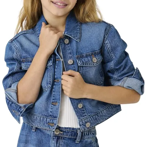 KIDS ONLY Jeansjacke in Blau, Größe 140 - Funktionsjacken für Kinder - 100% Baumwolle, mit Knopfleiste und Brusttasche, ideal für lässige Outfits und den täglichen Einsatz.