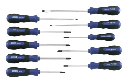 Forum Schraubendreher-Satz 10tlg. Schl./PH/PZ - Schraubendreher-Sätze, vielseitiger 10-teiliges Set für präzises Schrauben in verschiedenen Anwendungen, ideal für Heimwerker und Profis.