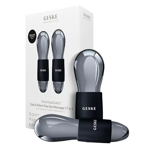 GESKE SmartAppGuided™ Cool & Warm Duo Eye Massager | 7 in 1 | Zwei Massagekugeln | Batterielose Wärme- & Kühltechnologie | Gegen Augenringe & Tränensäcke | Anti-Aging | Professionelle Hautpflege