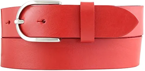BELTINGER Damen-Gürtel aus Vollrindleder 3,5 cm | Jeans-Gürtel für Damen 35mm | Chino-Gürtel mit runder Gürtelschließe | Rot 100cm
