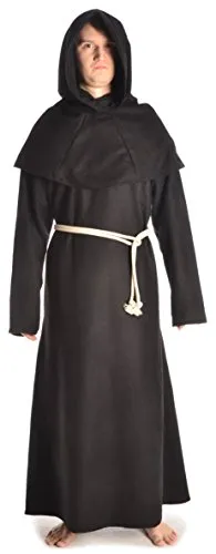 HEMAD Herren Mittelalter Kutte Halzebier (Set) - Mittelalterliche 3-teilige Gewandung aus robuster Baumwolle, ideal für LARP-Events und Fasching. Bequeme Tunika mit separater Kapuze für optimale Bewegungsfreiheit.