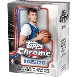 Topps Chrome Basketball 2025/26 - Value Box mit 299 Karten - Erlebe die Topps Chrome Basketball Value Box! Sammle das komplette Set mit Rookies, Legenden und seltenen Autogrammen. Entdecke exklusive Inserts und das Gold NBA Logoman Patch für Sammler.