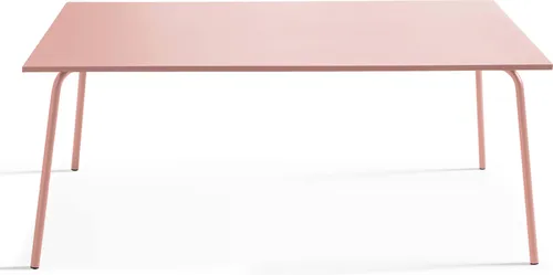 Metallgartentisch-8-Sitzer Rosa - Oviala Palavas - Gartenmöbel für bis zu 8 Personen, ultrarobust und pflegeleicht. Der rechteckige Palavas Tisch aus pulverbeschichtetem Metall ist ideal für gesellige Abende im Freien.