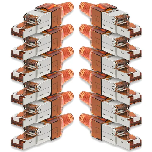 12x Netzwerkstecker CAT 7 Werkzeuglos RJ45 Netzwerk Metall Stecker Verlegekabel