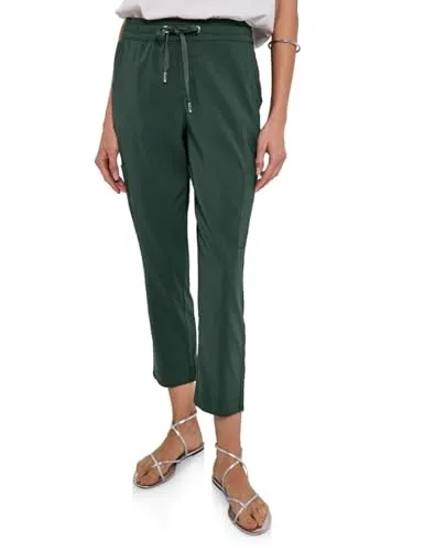 Street One Damen A379201 Loose Fit Hose mit Taschen, Mid Green, 44 - Damen-Hosen mit elastischem Bund und praktischen Taschen, ideal für lässige Outfits und höchsten Tragekomfort dank Baumwoll-Stretchmix.