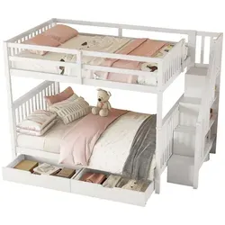 Stilvora Etagenbett Weiß, 140x200 cm für Kinderzimmer - Dieses Etagenbett aus Kiefernholz und MDF bietet eine sichere Schlaflösung für zwei Kinder. Mit integriertem Stauraum und stabiler Konstruktion optimal für mehr Ordnung und Raumnutzung im Kinderzimmer.