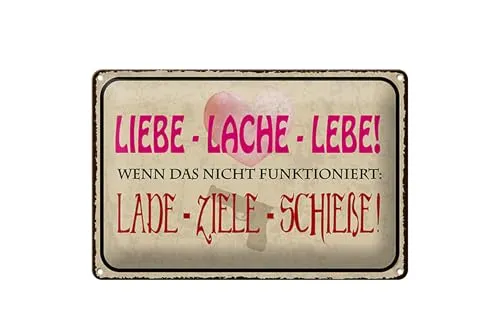 Femer Blechschild Spruch 30x40 cm Liebe Lache Lebe Schild