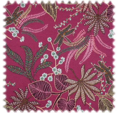 Heiro Stoff Jacquard Flachgewebe Möbelstoff Planta Pink - 140 cm Breite - Trendiger Jacquard Möbelstoff Planta Pink mit floralen Motiven, ideal für Polstermöbel und Wohnaccessoires. Hergestellt aus 100% Polyester, bietet er eine hohe Qualität und vielseitige Einsatzmöglichkeiten.