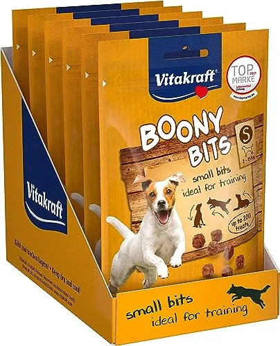 Vitakraft Boony Bits S, Hundeleckerli, fleischiger Hundesnack, Hunde Trainingsleckerli, ohne Zusatz von Zucker (6x 55g)