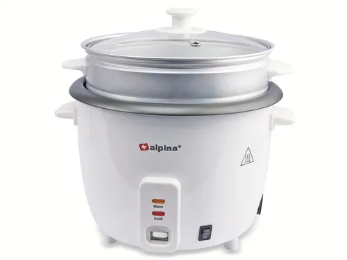 ALPINA Reiskocher 1,8 L, 700 W - Perfekt gegarter Reis - Reiskocher für bis zu 10 Portionen mit Warmhaltefunktion und herausnehmbarem Aluminiumtopf. Ideal für schnelle Reiszubereitung und geschmackvollen Genuss.