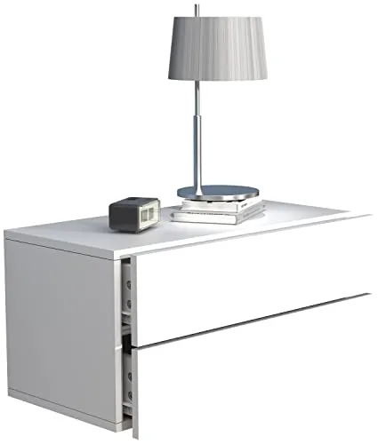 VCM Nachtschrank Usal L 60 cm - Wandboard mit Wandschublade - Stylischer Nachttisch in Weiß mit zwei leichtgängigen Schubladen, ideal für Ordnung im Schlafzimmer. Maße ca. H. 30 x B. 60 x T. 32 cm, auch als Wandregal nutzbar.