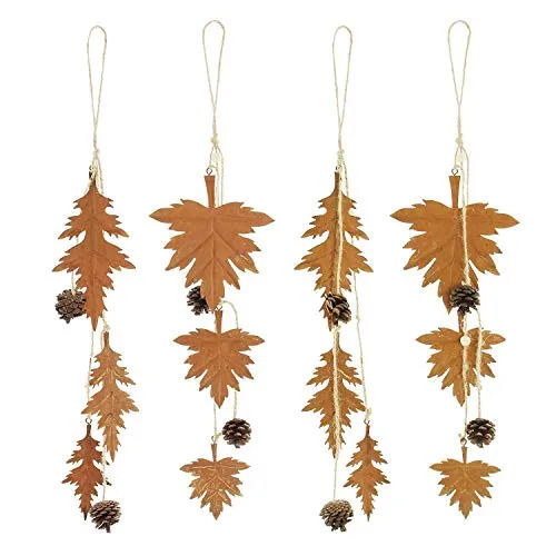 khevga Metall-Hänger Deko-Anhänger Herbstdeko zum hängen aufhängen Herbstblatt im 4er Set