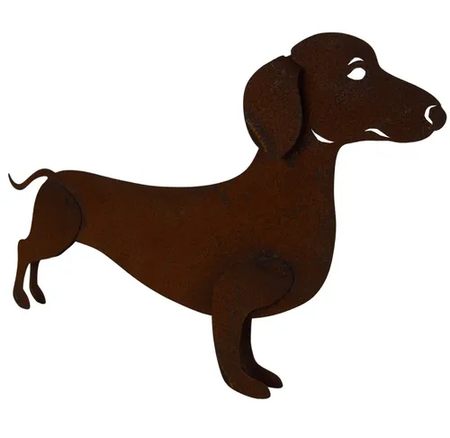 Lünemann Gartenfigur Dackel Henri - Figuren - Niedliche Dackel Gartenfigur in Rostoptik, ideal für Blumentöpfe oder Vorgärten, sorgt für bewundernde Blicke und verleiht Ihrem Garten einen modernen Akzent.