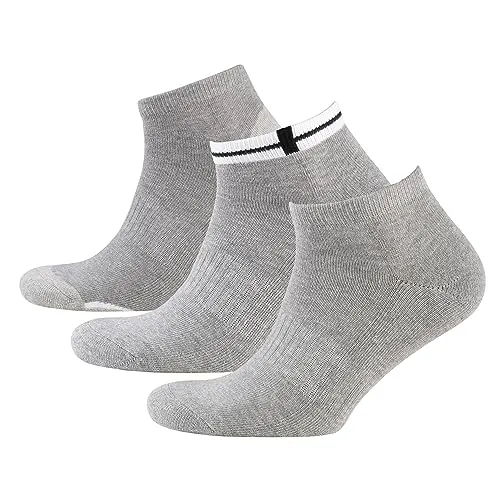 Nur Der 3er Pack Sneaker Sport aus atmungsaktiver Baumwolle kurze Sportsocken mit gepolsterter Sohle Herren, graumel., 43-46