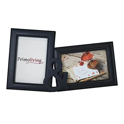 PrimoLiving Partner 2er Bilderrahmen 3D Optik Bildergalerie mit Glasscheiben Schwarz P-615