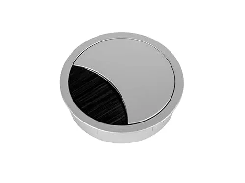 TecLines TKD002 Tisch Kabeldurchlass rund 80mm (Silber), Kabeldose, Bürstendichtung, für mehrere Kabel