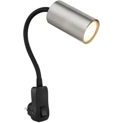 Robby Wandleuchte Schwarz mit GU10 Fassung - Klassische Wandlampe aus schwarzem Kunststoff und Nickel, flexibel einstellbar für individuelle Lichtgestaltung. Ideal für den Einsatz mit LED-Lampen zur Energieeinsparung.