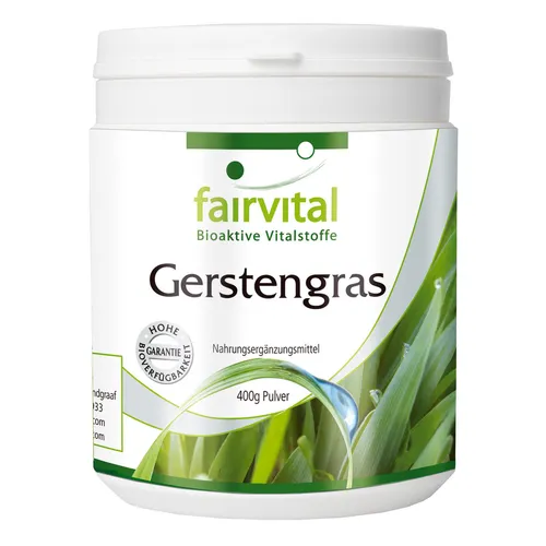 Gerstengras Pulver pur 400g, Reinsubstanz ohne weitere Zusätze, VEGAN, fairvital