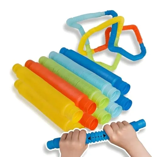 alldoro 68712 Flexi Pop Tubes 10er Set, ausziehbares Fidget Spielzeug von 21-73 cm, buntes Motorikspielzeug ab 3 Jahren, Indoor & Outdoor