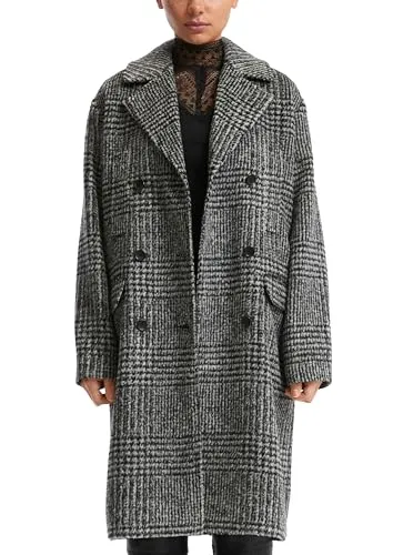 QS Karierter Oversize Mantel in Wolloptik