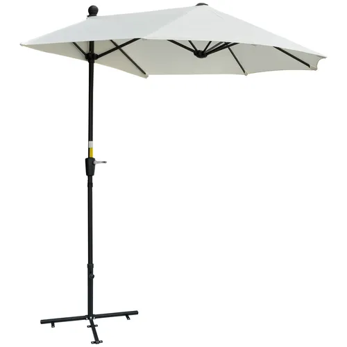 Outsunny Halbrunder Sonnenschirm 1,9 x 2 m mit Handkurbel - Stilvoller halbrunder Sonnenschirm für Garten, Terrasse oder Balkon. Mit stabiler Handkurbel für müheloses Öffnen und Schließen. Robuster Stahlrahmen sorgt für Sicherheit und Stabilität. Genießen Sie angenehmen Schatten und frische Luft.