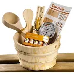 Sentiotec Sauna-Aufgussset 11-teilig – Hochwertiges Saunazubehör - Sauna-Aufguss-Set mit 11 Teilen für ein perfektes Saunaerlebnis. Inklusive Holz Saunakübel, Holzkelle und 5 verschiedenen Düften für individuelle Aromatisierung.