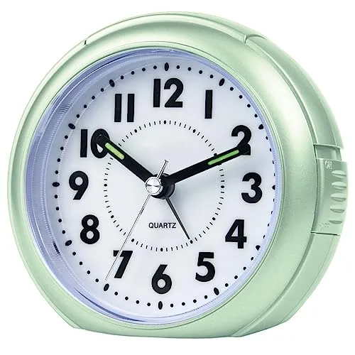 Atrium Wecker Analog Quarz ohne Ticken mit Licht und Snooze Mintgrün Metallic A240-13