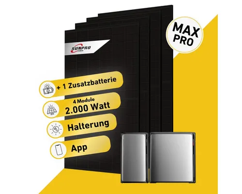 Balkonstrom Balkonkraftwerk 2000W + Speicher, SunEnergyXT 500 Pro - Komplettset mit 2000 W bifazialen Solarmodulen und leistungsstarkem Hybridspeicher. Ideal für effiziente Energiegewinnung und flexible Nutzung im Alltag. Hohe Zuverlässigkeit und erweiterbare Kapazität.
