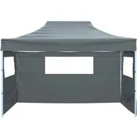 vidaXL Faltzelt mit 3 Wänden 3x4,5 m - Anthrazit - Pavillon mit 3 Seitenwänden, ideal für Hochzeiten, Partys und Festivals. Wasserdichtes und UV-beständiges Dach aus Oxfordgewebe, aus robustem Stahl gefertigt, für einfache Montage und Transport.