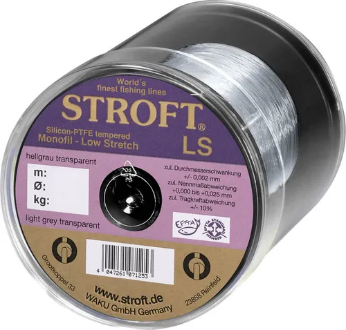 WAKU STROFT LS Monofile Schnur 500m - 0,140mm - Einzelschnüre mit einer Tragkraft von 2,30 kg, ideal für präzises Angeln und optimale Wurfperformance.