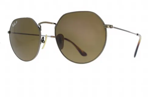 RAY-BAN JACK Titanium Gold / Brown Polarized RB8165 920757 53 - Unisex Sonnenbrille mit polarisierenden Gläsern für optimalen Blendschutz, eleganter Titan-Rahmen in Gold und stilvollem braunem Glas.