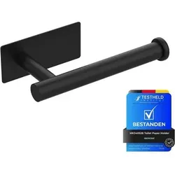 Ibergrif MK34052B Toilettenpapierhalter Edelstahl Schwarz - Selbstklebender Toilettenpapierhalter ohne Bohren, modernes L-Design, aus langlebigem Edelstahl. Einfach zu installieren und bis zu 5 kg belastbar – ideal für jedes Badezimmer!