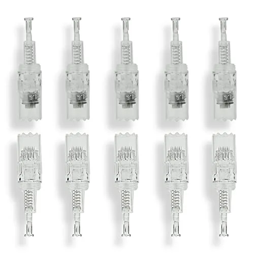 P-Beauty | Dermapen M1 Nadelpatronen | Ersatz Nadelpatronen für Auto Derma Elektrik Pen M1 | Microneedling | Gewinde Verschluss | mit WÖLBUNG/WELLE | 10-Stück | 24-Pins