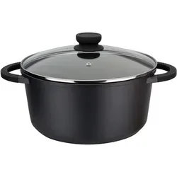 GSW 458283 SilcoGUSS noir Kochtopf 28cm - Hochwertiger Kochtopf aus Aluminium-Guss mit mehrfacher Antihaft-Versiegelung für fettfreies Kochen. Ideal für alle Herdarten, inklusive Induktion, und mit energiesparendem FerroThermBoden für optimale Hitzeverteilung.