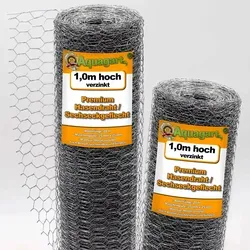 Aquagart Hasendraht 40m - Sechseckgeflecht für Hühner & Kaninchen - Hochwertiger verzinkter Geflügelzaun von Aquagart, ideal für Kleintiere und Pflanzenschutz. Flexibel zuschneidbar, stabil und langlebig – der perfekte Begleiter für Garten und Tiere!