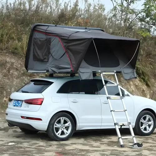 Dachzelt Autodachzelt Hartschale ABS - Bis zu 4 Personen - Robustes Zelt für den ganzen Jahreszeit, mit komfortabler Matratze und warmer Baumwolleinlage. Ideal für Abenteuerreisen und Camping mit Familie oder Freunden.