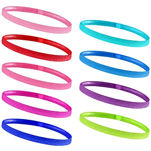 Sport Haarband,Sport Stirnband Dünn,9 Stück Antirutsch Elastische Stirnbänder, Sport Thin Stirnbänder für Herren Damen Kinder