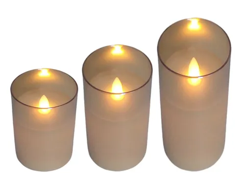 LED Glas-Windlichter 3er-Set mit Flackerlicht Wachskerze Weihnachtskerze Deko