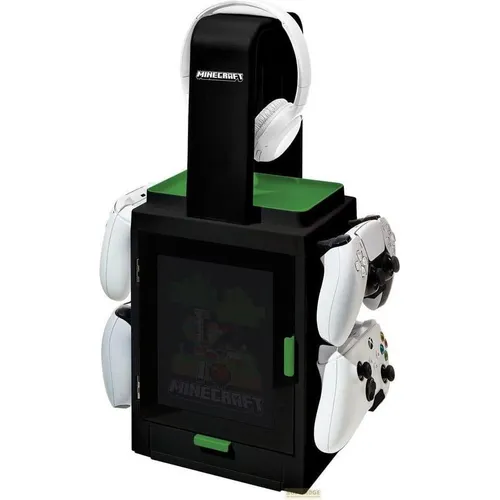 Minecraft LIGHT Locker - Wired für Xbox One - Gaming-Zubehör mit integriertem Aufbewahrungssystem für bis zu 10 Spiele, Kopfhörer- und Controllerhalter sowie leuchtendem 'I love Minecraft'-Design.