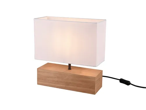 Reality Leuchten LED Nachttischlampe, LED wechselbar, Warmweiß, mit Holz-fuß Fensterlampe für Fensterbank Schweden dimmbar Breite 30cm