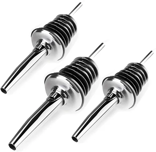 Edelstahl Flaschenausgießer Set mit Korken und Schutzkappe - Praktisches Set mit 3 Edelstahl Flaschenausgießern für präzises Dosieren von Öl und Essig. Ideal für Grillfeste und Gastronomie. Mit Schutzkappe für hygienisches Lagern.
