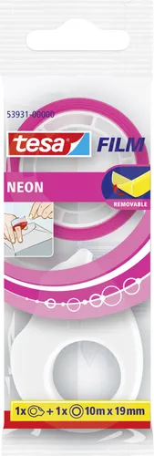 tesa Mini Abroller mit Klebefilm neon 10 m x 19 mm von tesa
