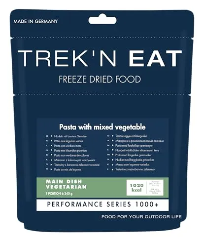 Trek’N Eat Nudeln mit buntem Gemüse PS1000+ Deine hochkalorische Outdoor-Mahlzeit (1000+ kcal) für Trekking, Expedition & Notvorrat