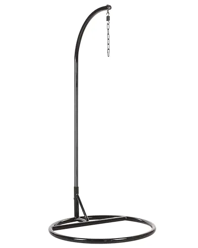 BELIANI Hängesesselgestell Schwarz Stahl - Hängesessel Gestell aus pulverbeschichtetem Metall, stabil und UV-beständig. Ideal für entspannende Momente im Freien, leicht transportierbar und vielseitig einsetzbar.