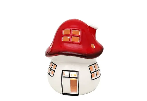 HTI-Living Windlicht Windlichthaus Fliegenpilz Keramik in rot von HTI-Line