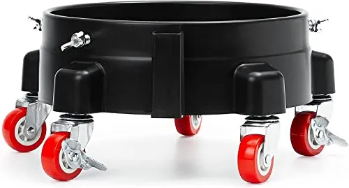 BenBow Rollwagen für 1 Eimer - 27cm Durchmesser - Gefäßroller mit wetterbeständigen 360° Schwenkrollen und Bremse, ideal für Autowäsche und Pflanzentransport - perfekt für den Einsatz im Büro.
